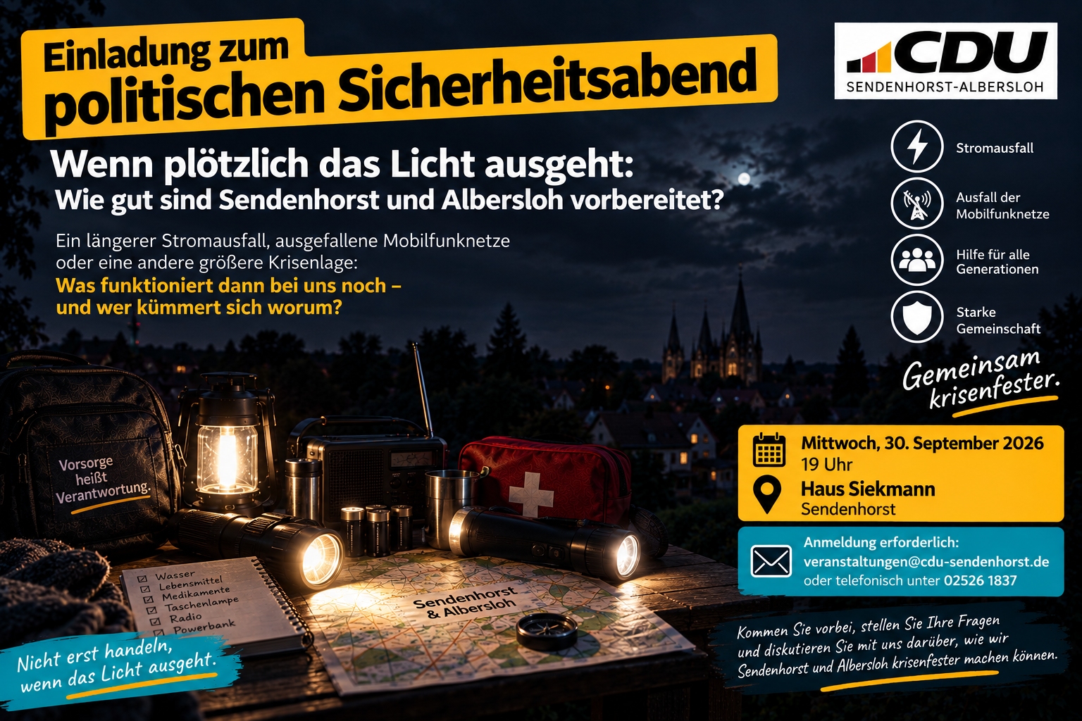 Politischer Sicherheitsabend am 30.09.2026 im Haus Siekmann
